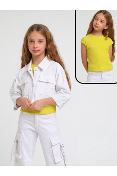 Escabel Big Pocket Short Gabardine Coat White 5-6 Years
