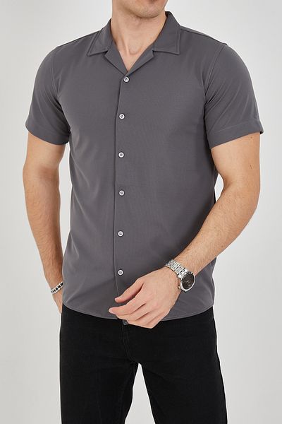 ENZİM JEANS Men's Slim Fit Polycotton Short Sleeve Shirt