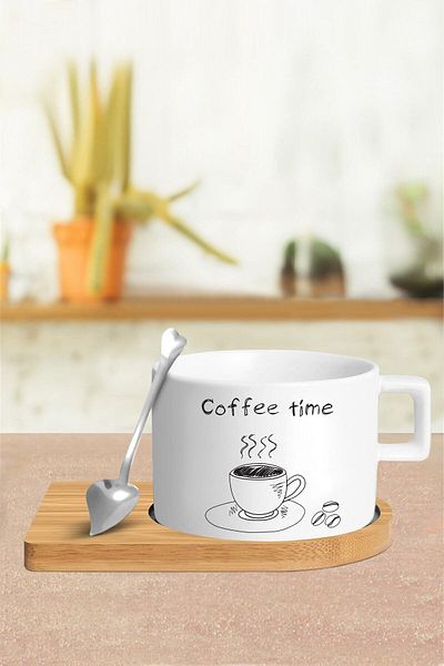 yhfoto Coffee Designed Cup Set - Cup - Spoon And Saucer - Tkm2