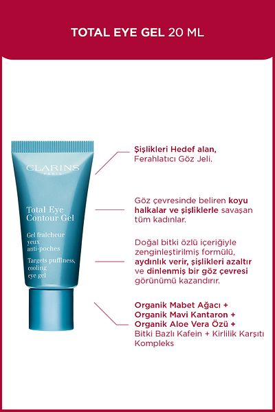 Clarins Total Eye Contour Gel - Anti-Dark Circle Eye Contour Gel with Caffeine and Gingko Biloba Extract 20 Ml