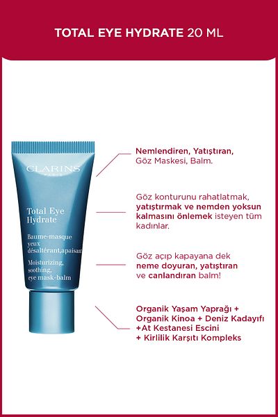 Clarins Total Eye Hydrate 20 ml feuchtigkeitsspendende, beruhigende Augenmaske, Balsam