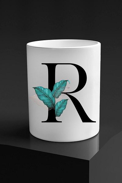 yhfoto Double Coffee Cup with Letter R without Handle - 300 Ml. - Water glass -