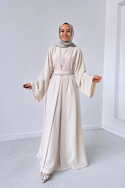 Ka Hijab Abaya Double Set - Beige
