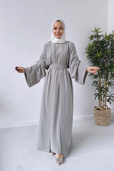 Ka Hijab طقم عباية مزدوج - رمادي