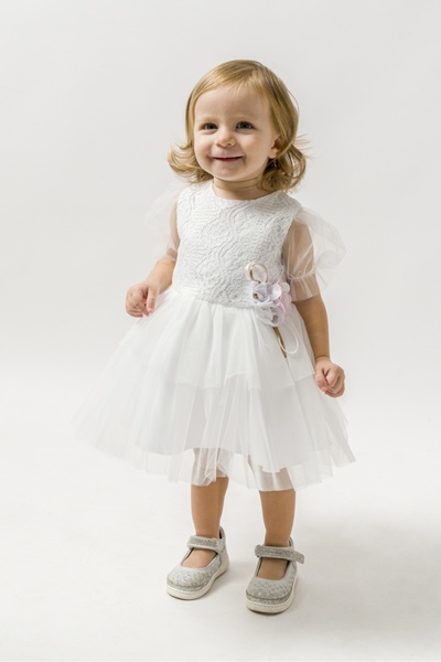 Canwin dantel ve çiçek detaylı özel gün kız bebek abiye elbise