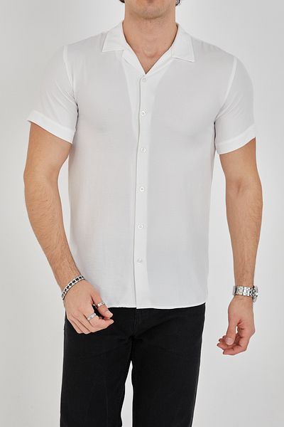 ENZİM JEANS Ανδρικό κοντομάνικο πουκάμισο από πολυ βαμβακερή λεπτή εφαρμογή