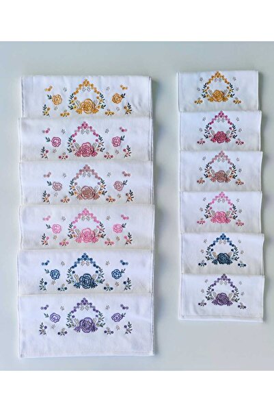 sarra Kadife 3D Nakışlı Analı Kızlı 2'li Takım - Gonca / Pudra