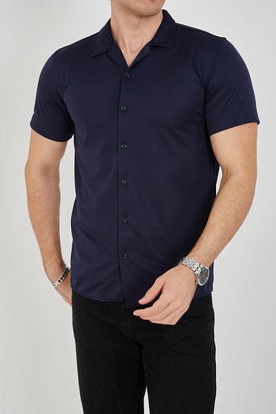 ENZİM JEANS Мъжка прилепнала полипамучна риза с къс ръкав