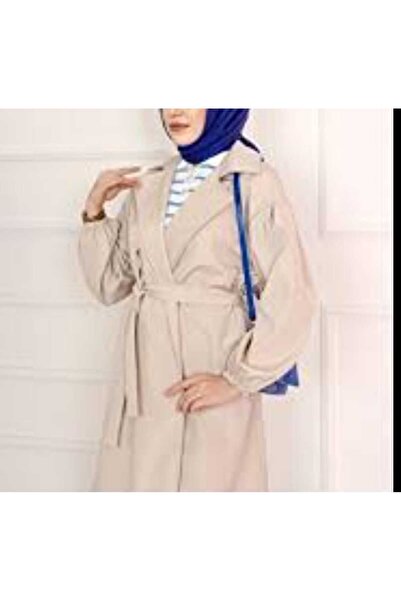 BircanButik KUŞAKLI KOLU LASTİKLİ DÜĞMESİZ GRİ TRENÇKOT