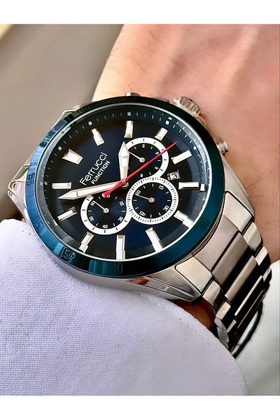 Ferrucci Men's Multifunctional Metal Band Wristwatch