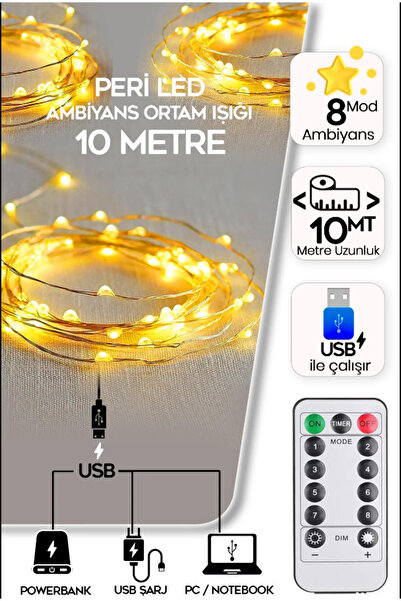 SimaAvize 10m Kumandalı Gün Işığı Peri Led