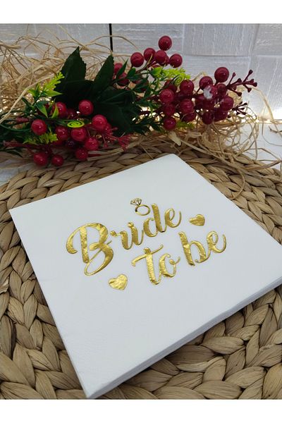 Deniz Party Store BRIDE TO BE ΧΑΜΙΚΟ ΦΥΛΑΚΤΗ ΛΕΥΚΗ ΧΑΜΙΚΟ 33Χ33 CM 16 ΤΕΜΑΧΙΑ