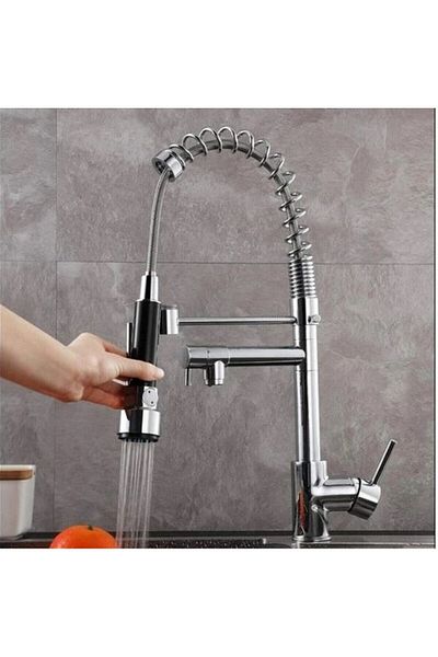 HMS Industrial Kitchen Sink Faucet - Double Headed and Spiraled