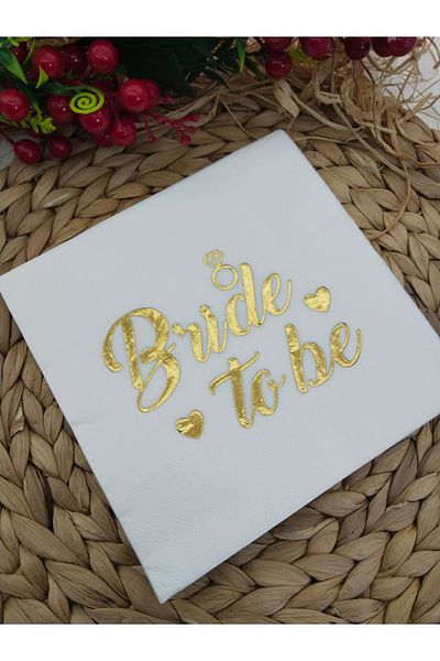 Deniz Party Store BRIDE TO BE ΧΑΜΙΚΟ ΦΥΛΑΚΤΗ ΛΕΥΚΗ ΧΑΜΙΚΟ 33Χ33 CM 16 ΤΕΜΑΧΙΑ