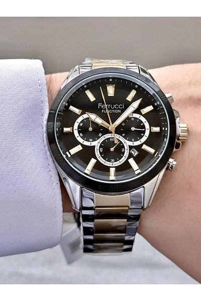 Ferrucci Men's Multifunctional Metal Band Wristwatch