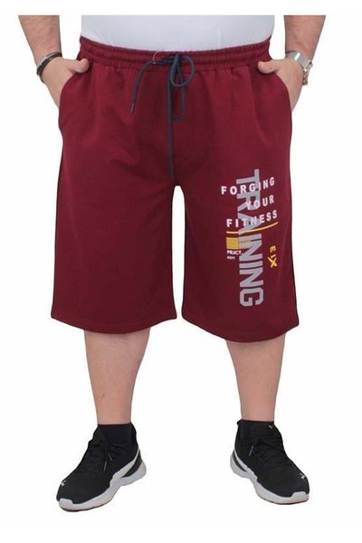 Starbattal Men's Plus Size Combed Cotton Shorts Training 24633 Claret Red