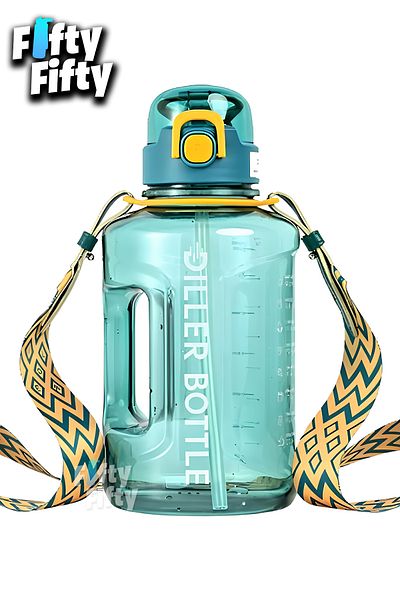 DILLER 1700 Ml Large Size Tritan Water Bottle with Straw and Neck Strap