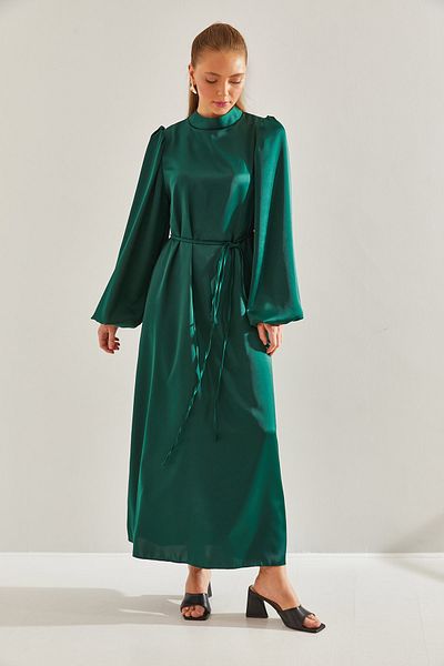 Bianco Lucci Modest Women's Belted Balloon Sleeve Hijab Dress60151023