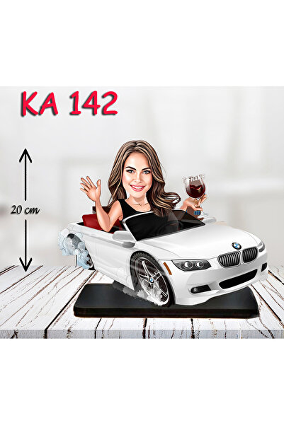 Özcan Tasarım Kişiye Özel Ahşap Biblo - Araba Kullanan Kadın Karikatür Biblo 3