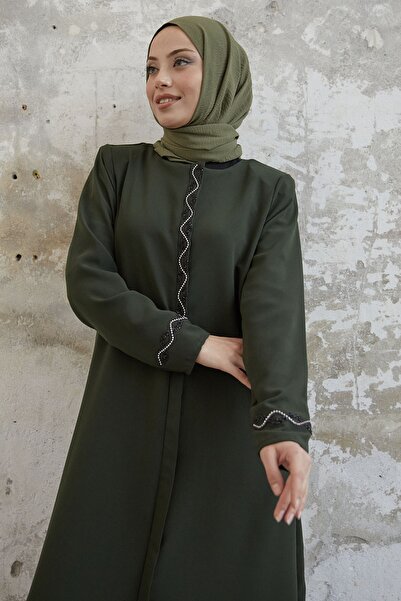 InStyle Соти Абайя Хакі зі спіральним каменем зі спіральною деталлю