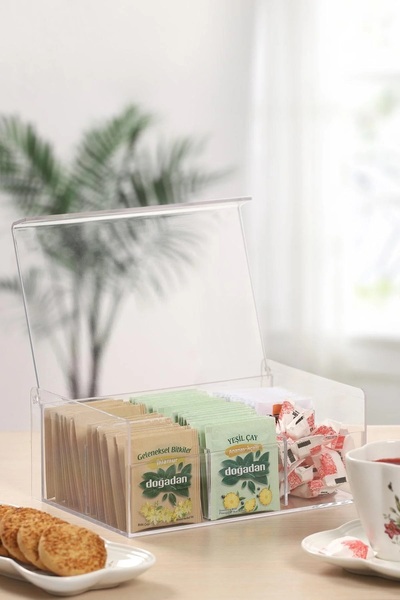 Bev Kitchen 6-Compartment Tea Bag and Storage Box - With Lid