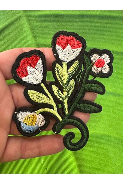 Gönülden Tasarım 12X8 CM ÜTÜ İLE YAPIŞAN ÇİÇEK NAKIŞ İŞLEME APLİKE ARMA DİKİŞ...