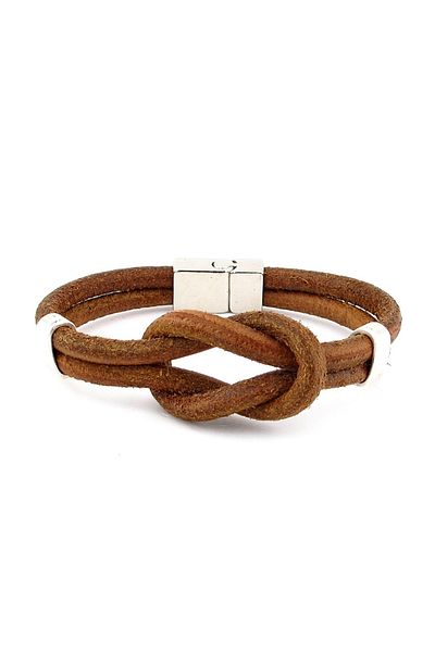 Solfera Tan Alaçatı Knot Leather Men's Bracelet M052B