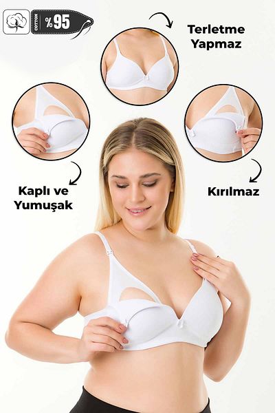 MS HAMİLE İÇ GİYİM Sutien pentru alăptare acoperit model HG0040 - alb