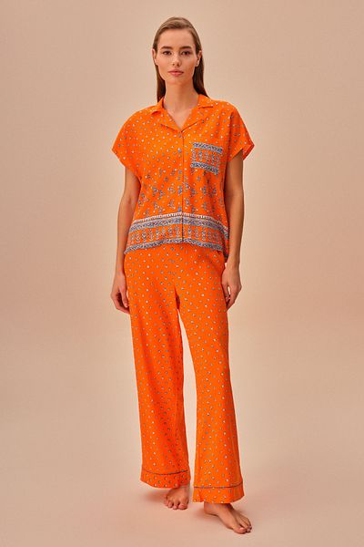 SUWEN Orange Masculine Pajama Set