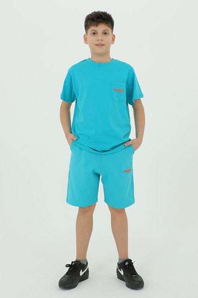 Black One Set dublu tricou și pantaloni scurți cu decolteu cu imprimeu