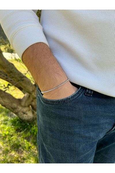 Piercing Market Steel & Silver Men's Steel Auger Model 316 L Stainless Anti-Tarnish Bracelet