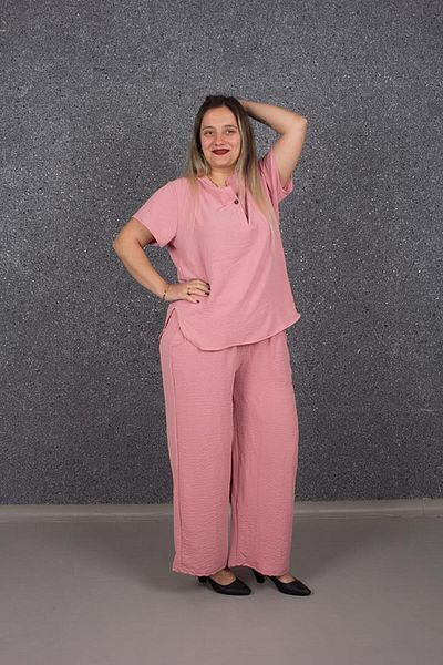 Truva XXL طقم علوي وسفلي بأكمام قصيرة مقاس كبير ملون Tk329
