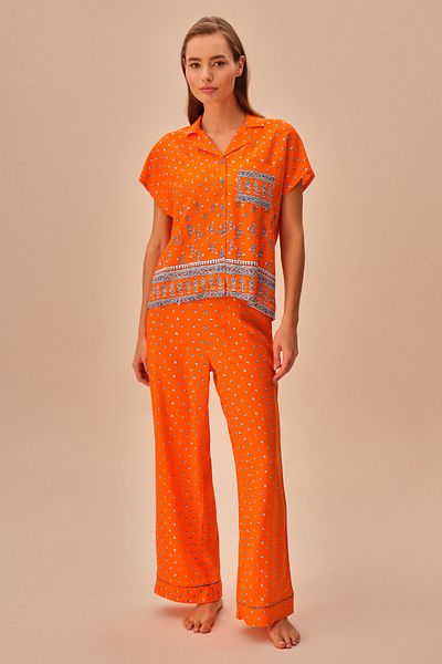 SUWEN Orange Masculine Pajama Set