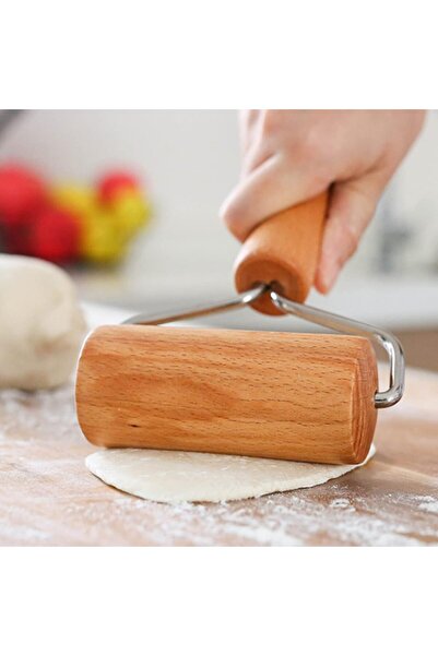 Atify Atify Pratik Ahşap Saplı Rulo Hamur Açıcı Merdane Pürüzsüz Oklava Pizza...