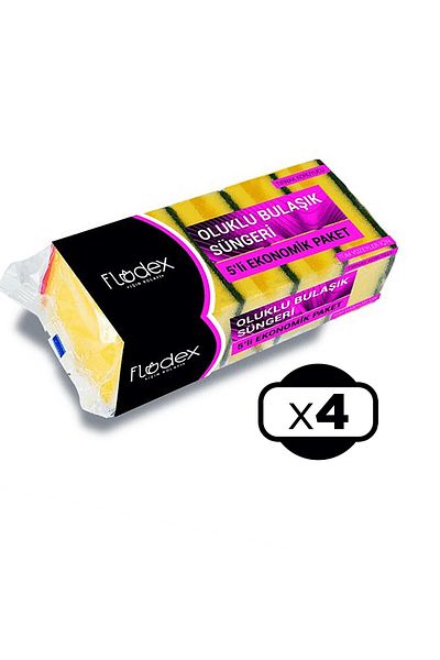 FLODEX Corrugated Dish Sponge 5 x 4 Pack