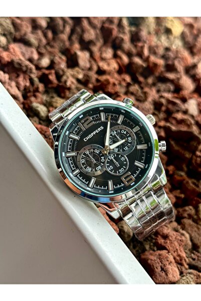 İnogge علبة فضية سوداء - ساعة يد رجالية، قرص