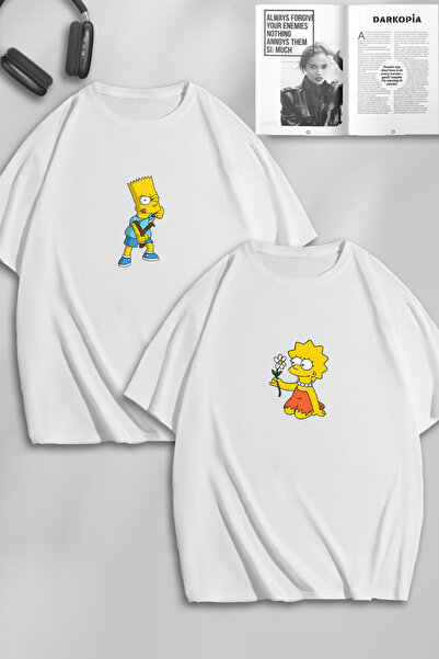 macklin تي شيرت كبير الحجم للنساء والرجال مطبوع عليه The Simpsons بتصميم مزيج...