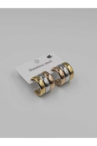 YUGENCONCEPT Three-Color Curved Multiple Appearance Trio Steel Earrings