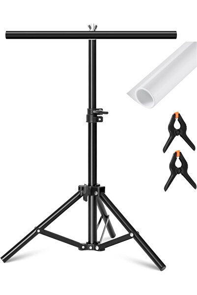 Tianya 70*100cm T Stand Bar + Beyaz 60x130cm Parlak ve Mat Çift Taraflı PVC F...