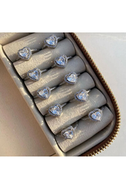 MISS BRIGHT خاتم قابل للتعديل على شكل قلب من حجر الزركون