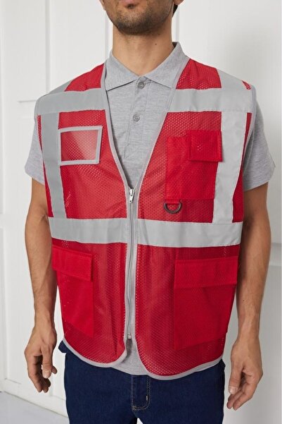 mervem Orange Safety Mühendis Tipi Fileli İkaz Yeleği