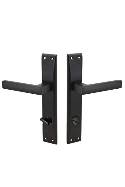 Merkezoğlu Kare Aynalı Kapı Kolu WC SOL Siyah (1 Takım= 2 Adet Arkalı/önlü)