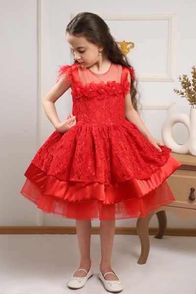 Genel Markalar YENİ TREND Güpürlü Papatya Detaylı Kolları Tüylü- Tül Kız Bebe...