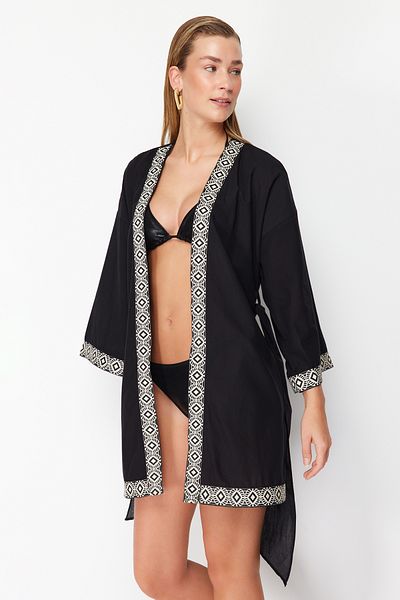 Trendyol Collection TBESS24KM00023 Model Black Mini Beach Kimon a Kaftan