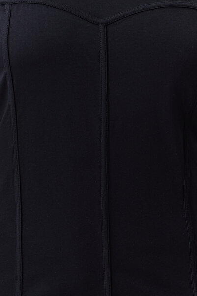 Trendyol Curve 100% Cotton Black T-shirt - Piping Detail, TBBSS24BF00021