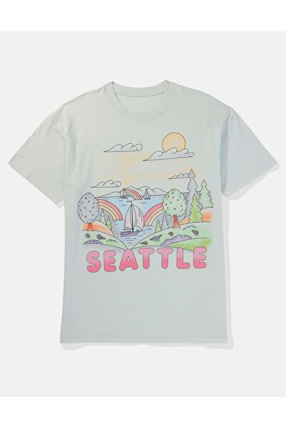 AMERICAN EAGLE Blue Women's / Girls' T-Shirt U-1305-9477