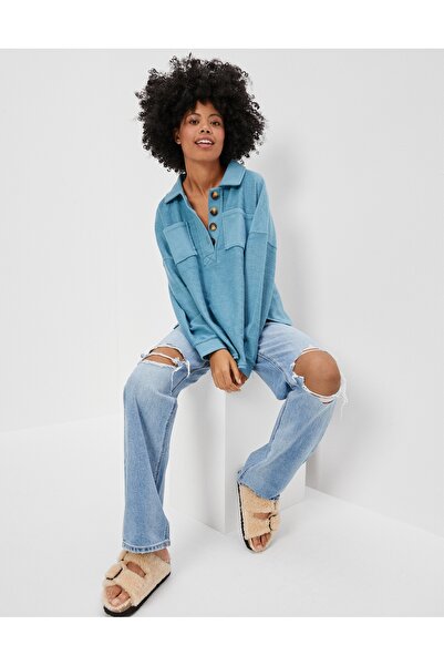 AMERICAN EAGLE سويت شيرت أزرق للنساء / البنات U-1455-1912