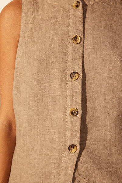 Trendyol Collection Mink 100% len testhezálló mellény Modell: TWOSS24YE00052