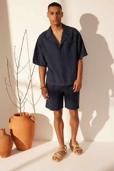 Trendyol Collection Білизна преміум-класу темно-синя 100 білизняна оверсайз Gomlek TMNSS24GO00059