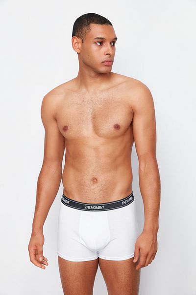 Trendyol Collection 3-Piece Flexible Cotton Boxers with Multicolor Lettering Elastic Tmnaw24Bx00005